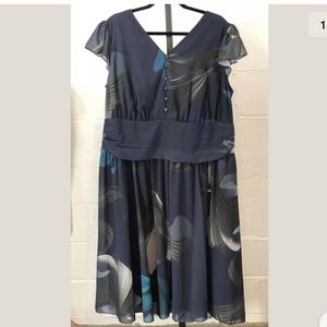 Eshakti Custom Dress Blue Floral Cap Sleeves #H39